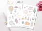 Preview: Retro Pastell Sticker Set