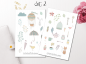 Preview: Retro Pastell Sticker Set