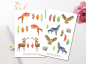 Preview: Watercolor Waldtiere Sticker Set