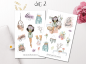 Preview: Mädchen Frühling Sticker Set