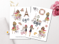 Preview: Mädchen in Paris Sticker Set