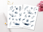 Preview: Blaue Blumen Sticker Set