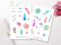 Preview: Boho Watercolor Sticker Set