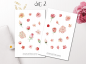 Preview: Blumen Rose und Creme Sticker Set
