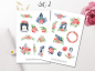 Preview: Mädchen und Krähen Sticker Set