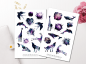 Preview: Tiere Silhouetten Galaxie Sticker Set