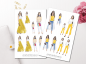 Preview: Girls Fashion Yellow Sticker Set