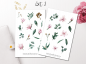 Preview: Magnolien und Eukalyptus Sticker Set