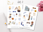 Preview: Mädchen Herbst Blau Gold Sticker Set