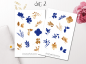 Preview: Mädchen Herbst Blau Gold Sticker Set