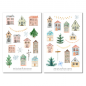 Preview: Häuser Pastell Weihnachten Sticker Set