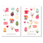 Preview: Valentinstag Katze und Vogel Sticker Set