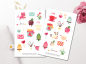 Preview: Valentinstag Katze und Vogel Sticker Set