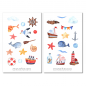 Preview: Maritime Watercolor Cute Sticker Set