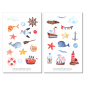 Preview: Maritim Watercolor niedlich Sticker Set