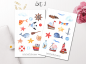 Preview: Maritim Watercolor niedlich Sticker Set