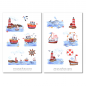 Preview: Maritime Watercolor Cute Sticker Set