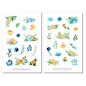 Preview: Blumen Blau Gelb Sticker Set