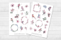 Preview: Rosa Blumen Sticker Set