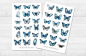 Preview: Blaue Schmetterlinge Sticker Set