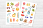 Preview: Sommer Urlaub niedlich Sticker Set