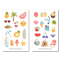 Preview: Sommer Urlaub niedlich Sticker Set