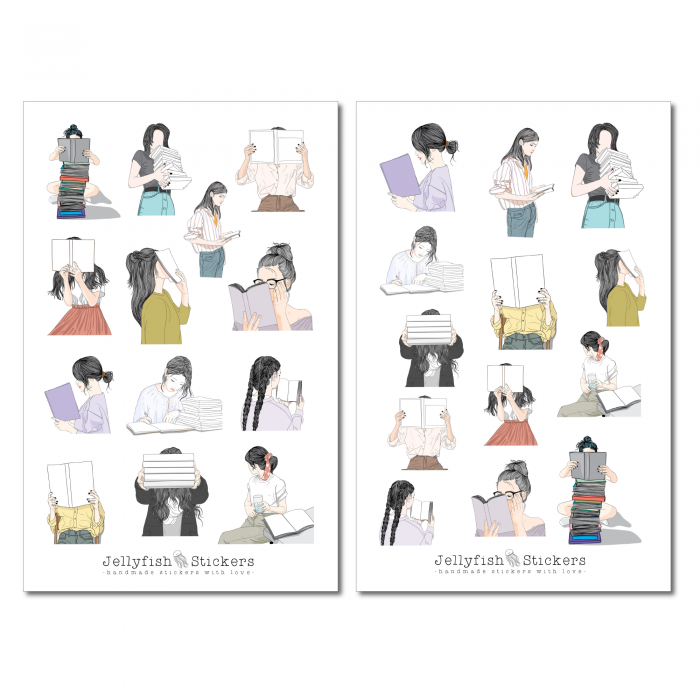 Mädchen Bücher Sticker Set