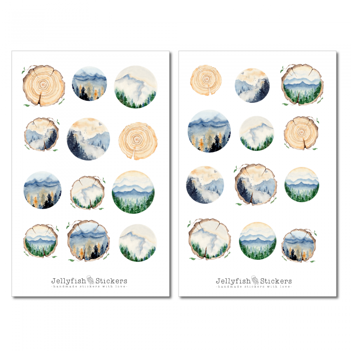 Wolf und Mond Sticker Set