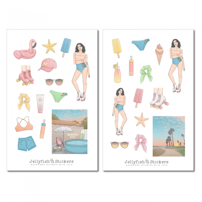 Mädchen Sommer Sticker Set