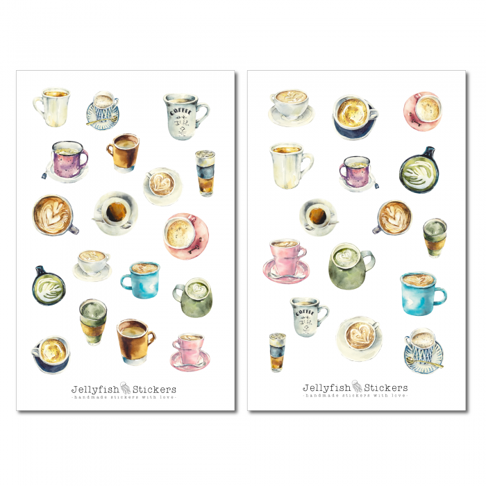 Kaffee Sticker Set