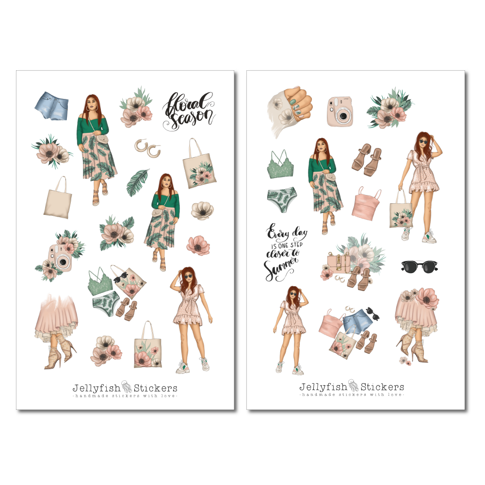 Mädchen Frühling Sticker Set