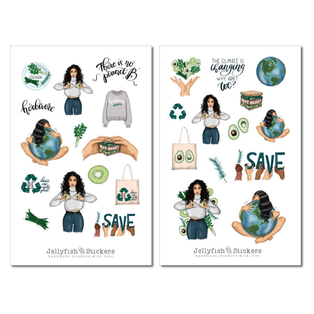 Girl Earth Sticker Set