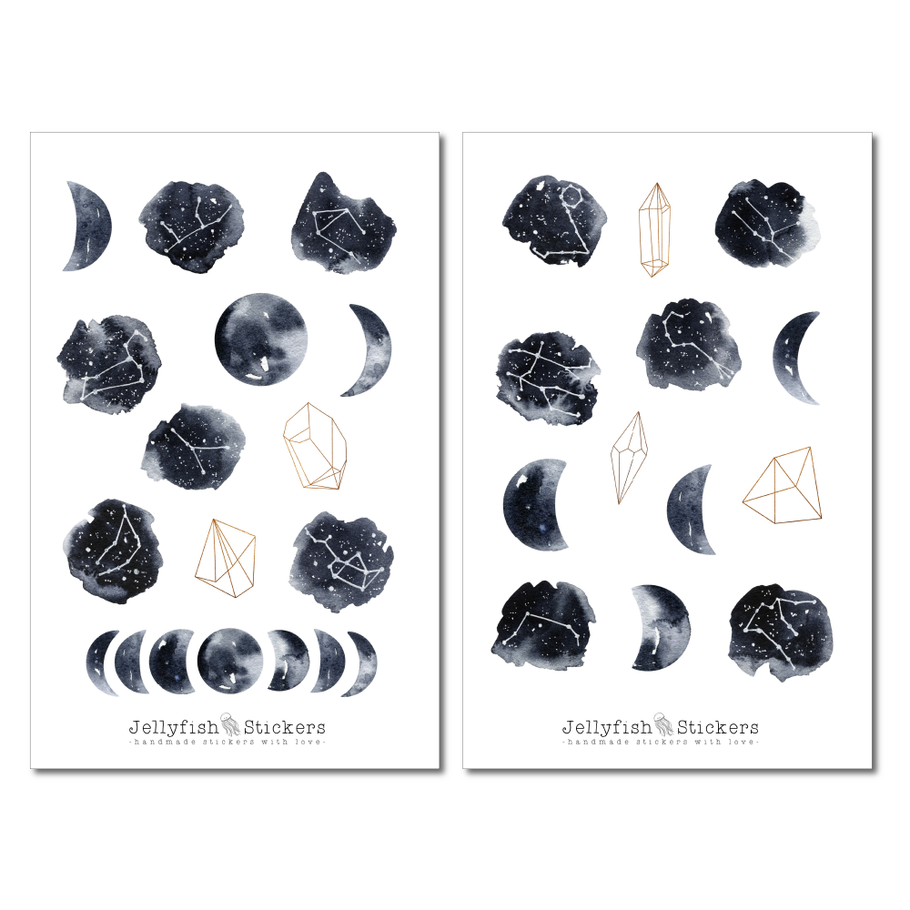 Mond und Sterne Sticker Set