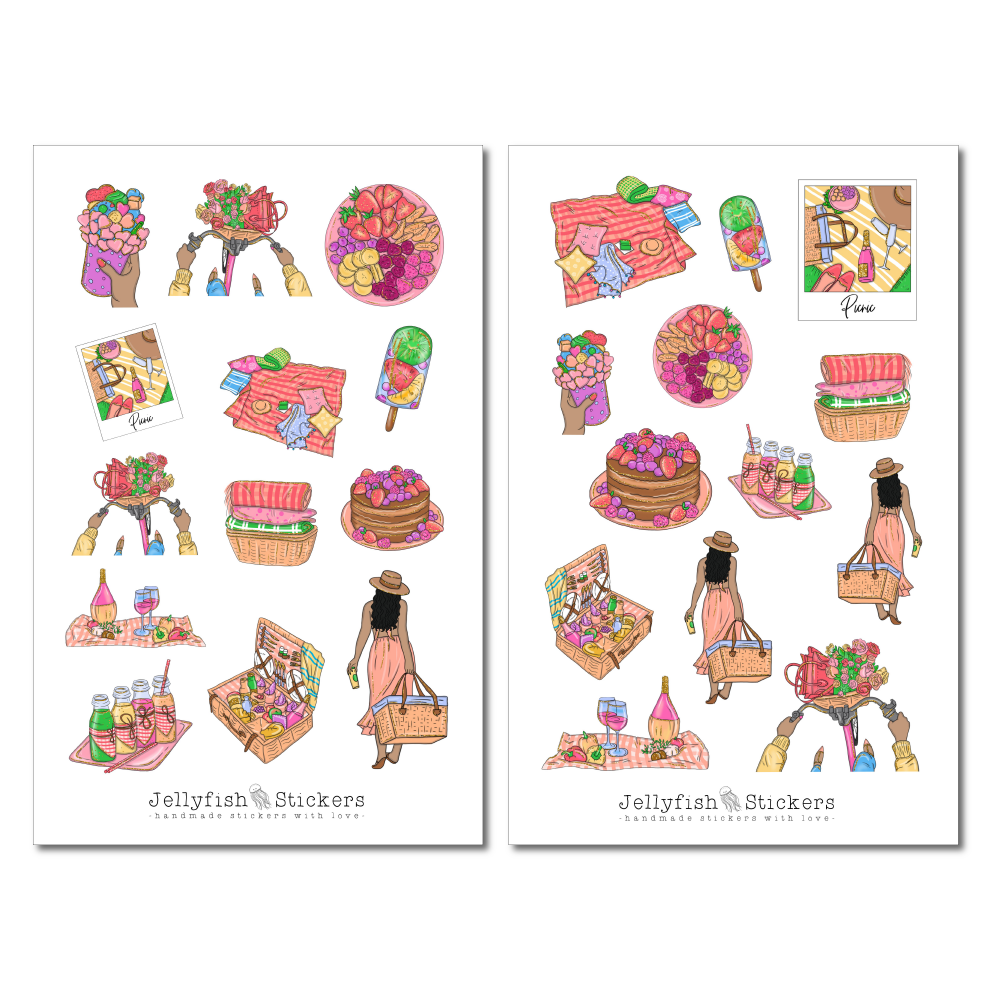 Mädchen Picknick Sticker Set