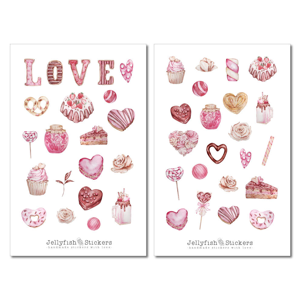 Valentinstag Süßigkeiten Sticker Set