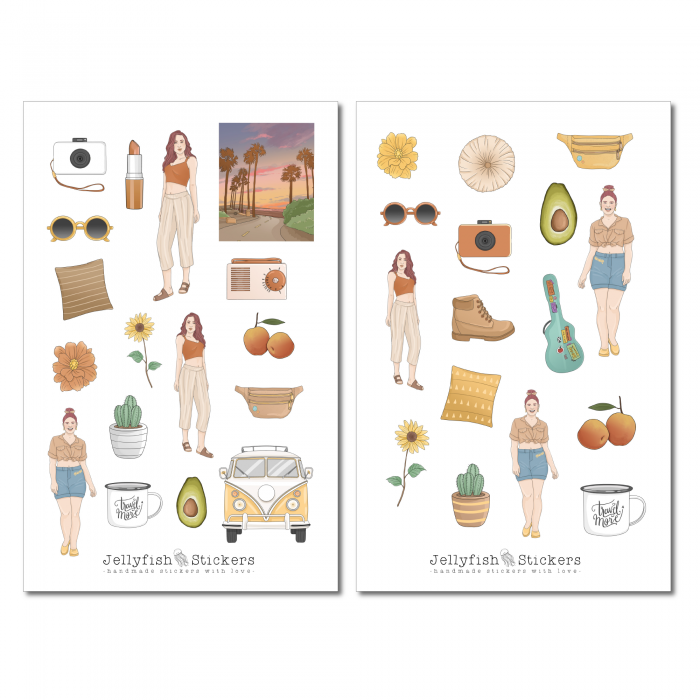 Mädchen Reisen Sticker Set