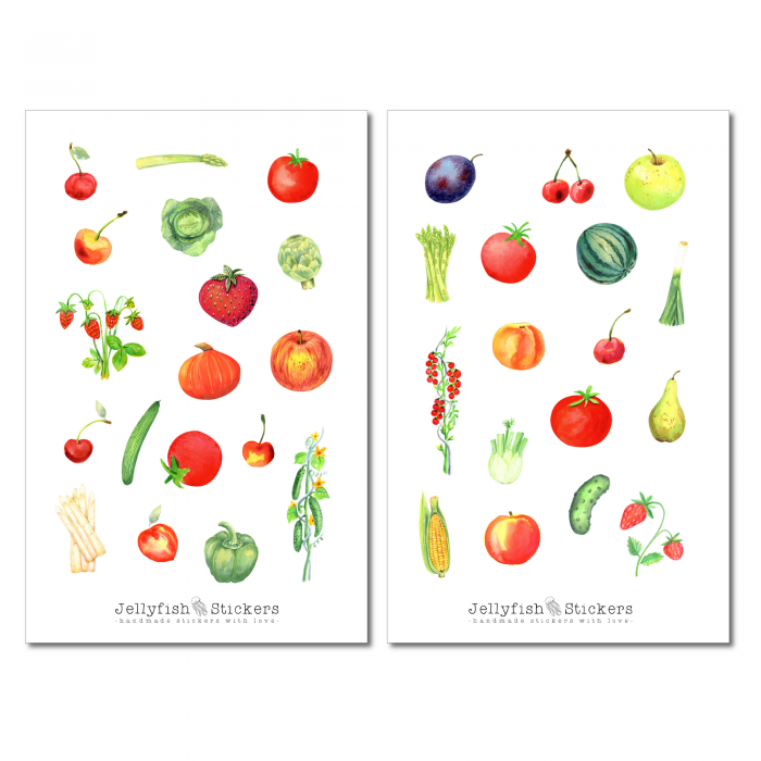 Obst und Gemüse Sticker Set