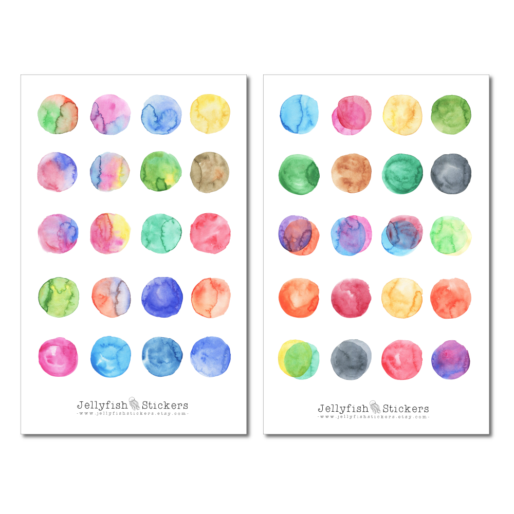 Aquarell Punkte Sticker Set