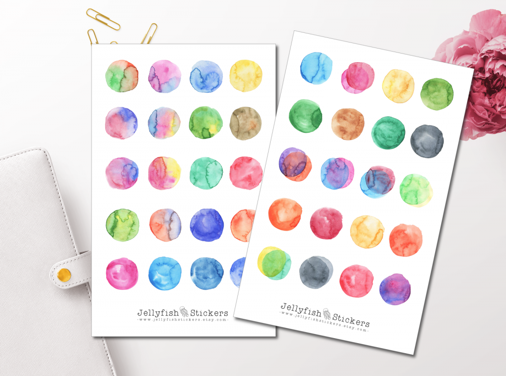 Aquarell Punkte Sticker Set