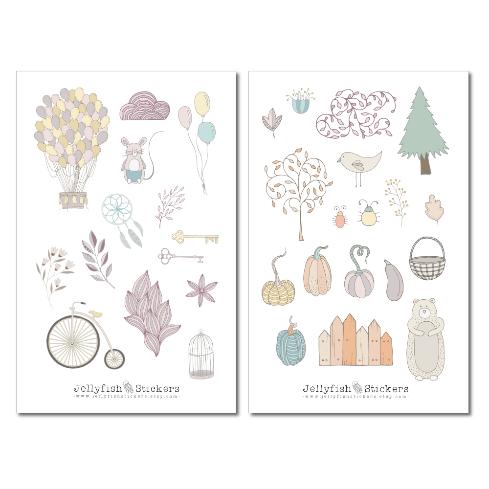 Retro Pastell Sticker Set
