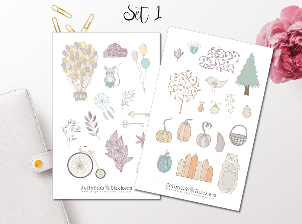 Retro Pastell Sticker Set