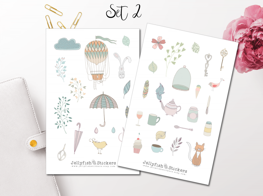 Retro Pastell Sticker Set