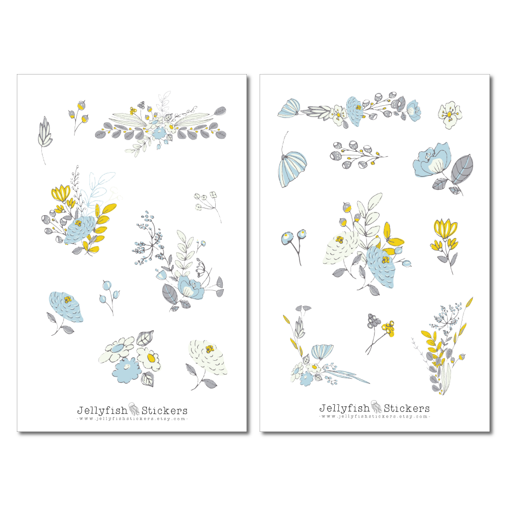 Blumen Pastell Sticker Set