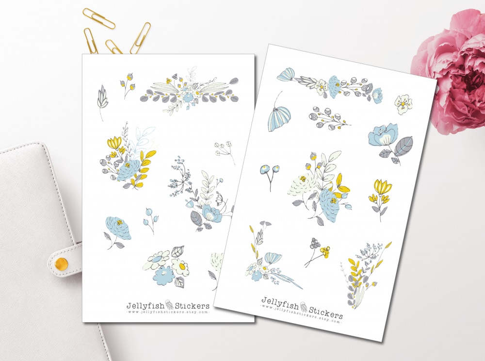 Blumen Pastell Sticker Set