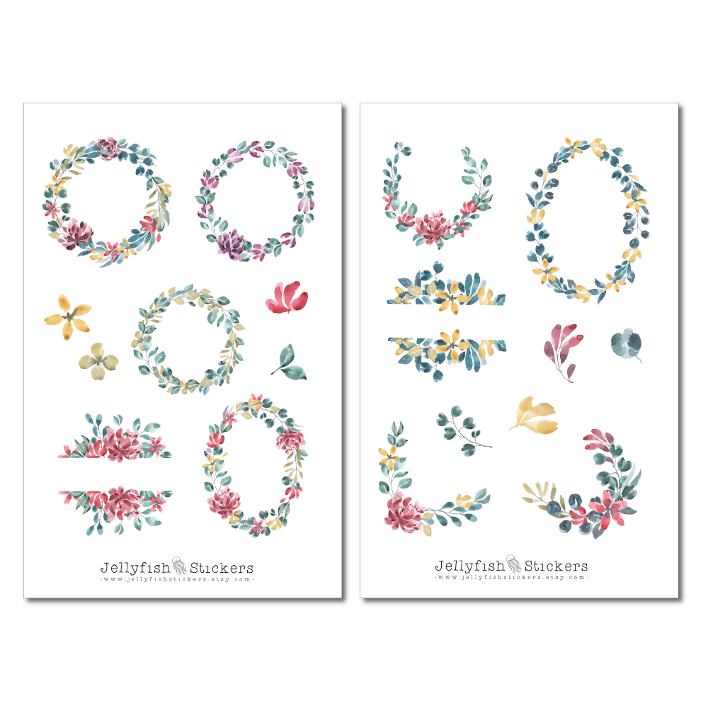 Helle Florale Rahmen Sticker Set