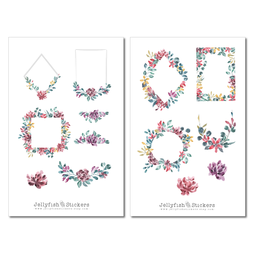 Helle Florale Rahmen Sticker Set