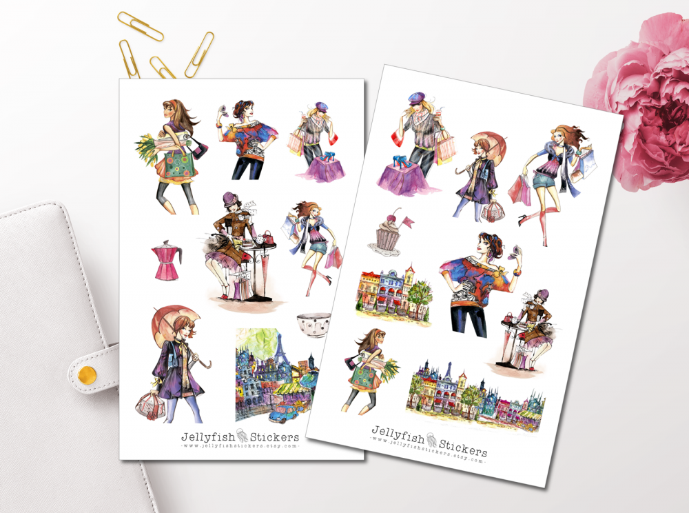 Paris Shopping Sticker Set