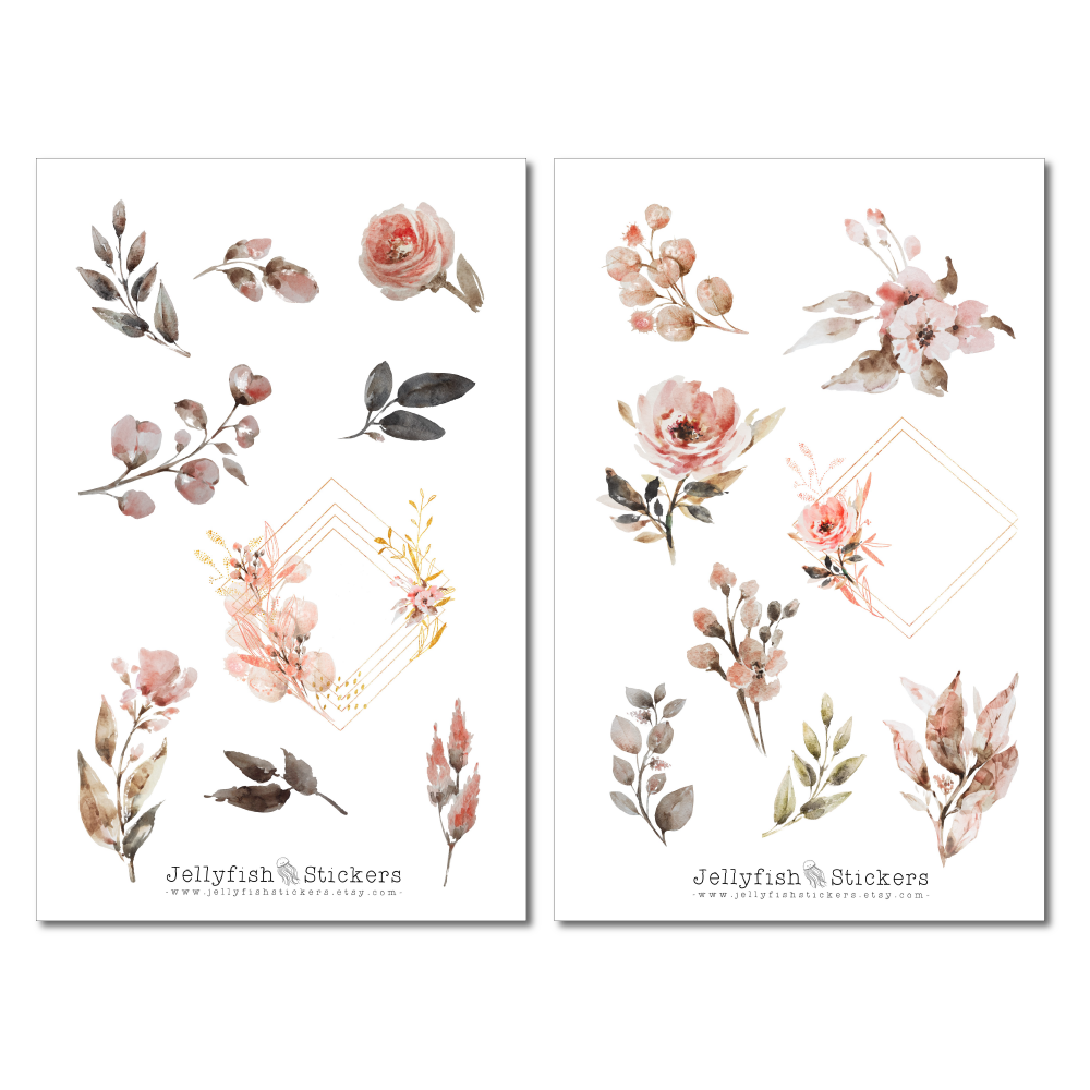 Goldene Rosen Sticker Set