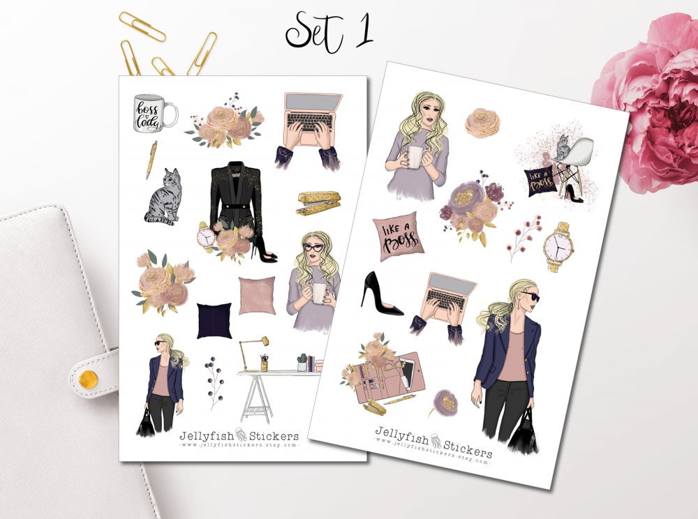 Business Woman Sticker Set