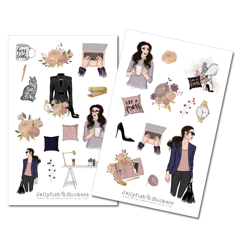 Business Woman Sticker Set